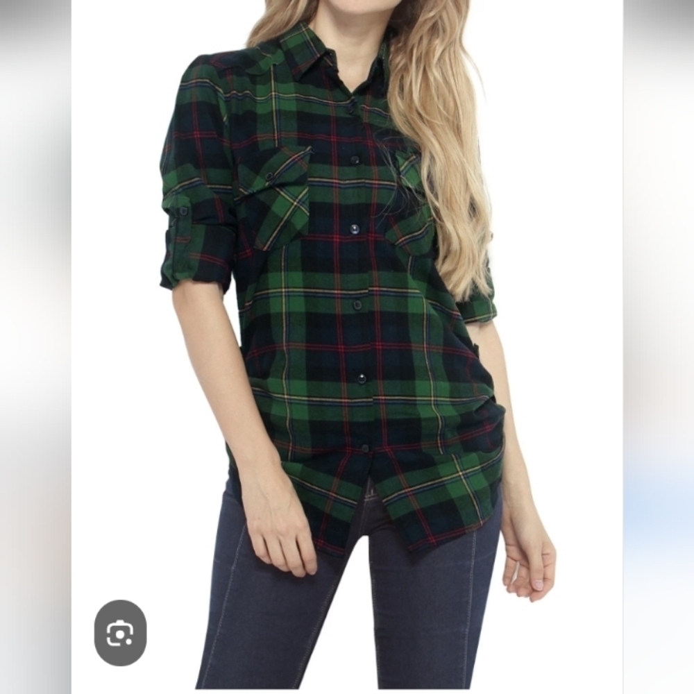 Matchstick  Blue and Green Plaid Flannel Shirt NWT Medium9